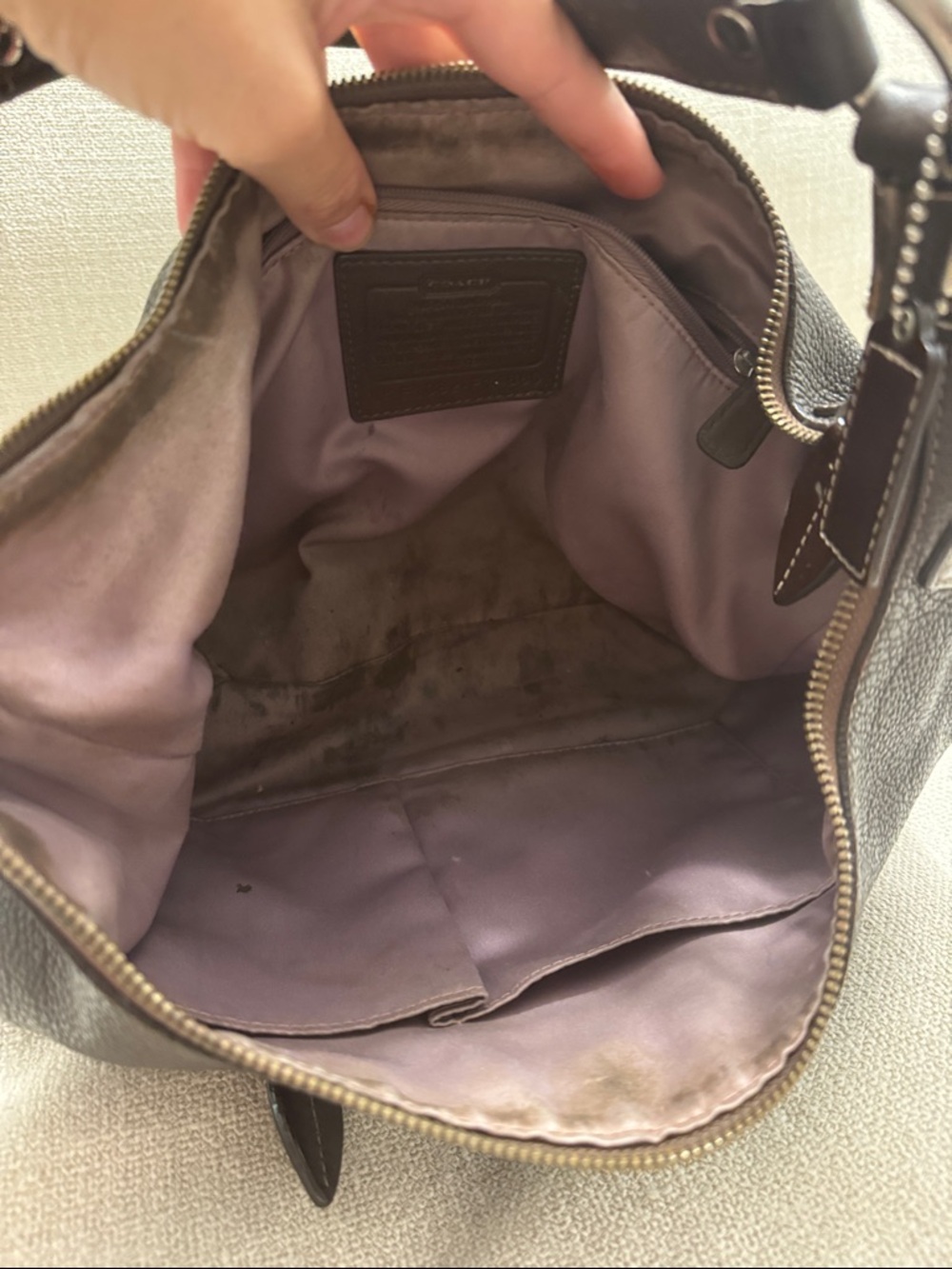 COACH Chocolate Brown Pebbled Leather Hobo Shoulder Bag Y2K Boho Slouch Purse - Picture 8 of 11